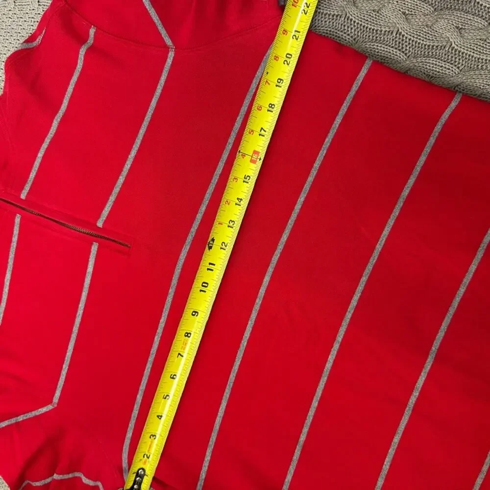 Banana Republic Men's Red Striped Quarter Zip Sweater ~ Large